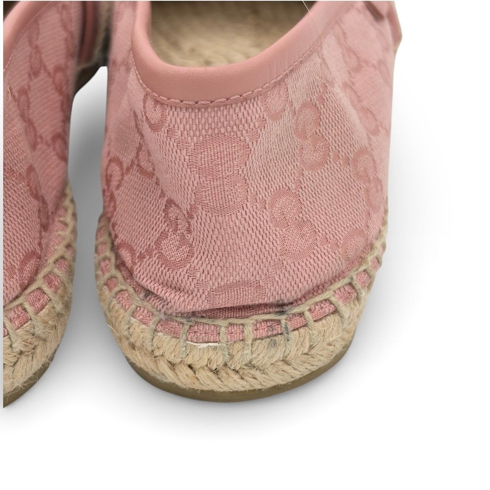 Gucci‎ GG Monogram Canvas Espadrilles 38.5 Pink Logo Slip On Flats Spain Luxury - Picture 7 of 11